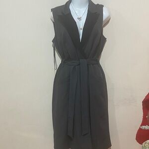 Calvin Klein Charcoal Gray Sleeveless Midi Dress